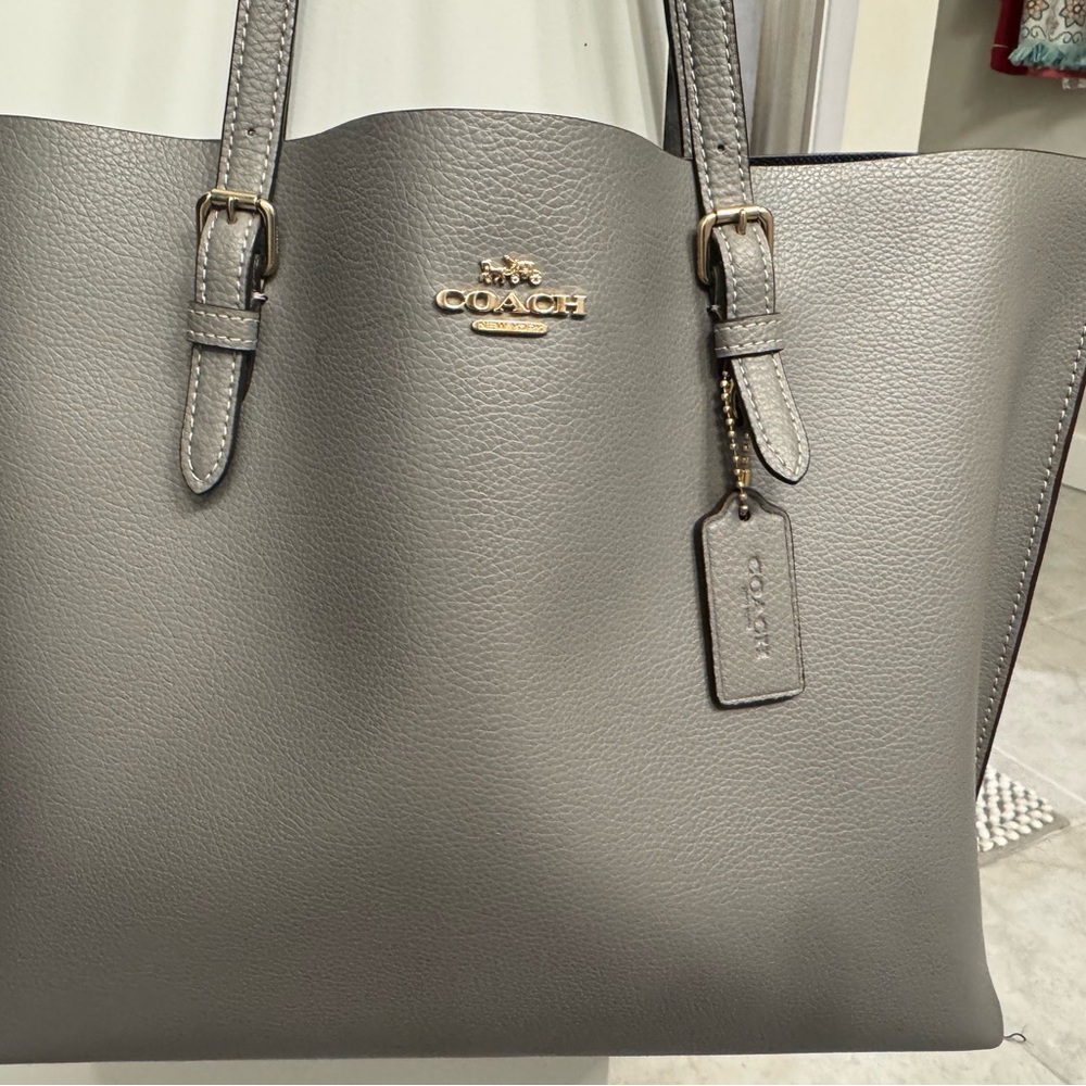 Coach Pebble Gray Tote with Gold Hardware